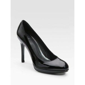 Stuart Weitzman Platswoon Black Patent Leather Stiletto Heels Pumps size 8.5 M